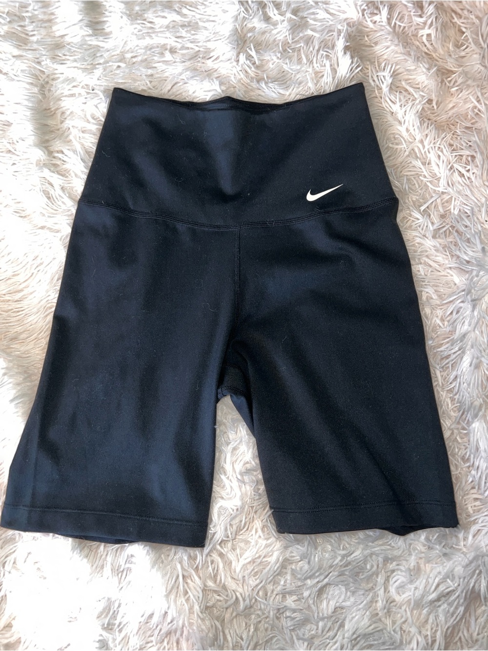 Nike Black High-Rise Bike Shorts with White Swoosh